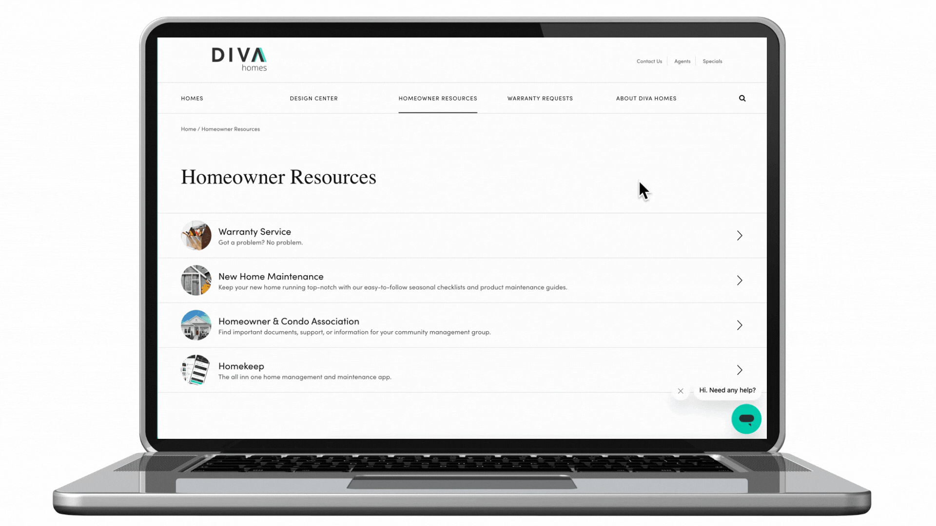 Diva-Home-Hannah-Hero HomeKeep Warranty Triage Tool Deployed on the Diva Homes Website